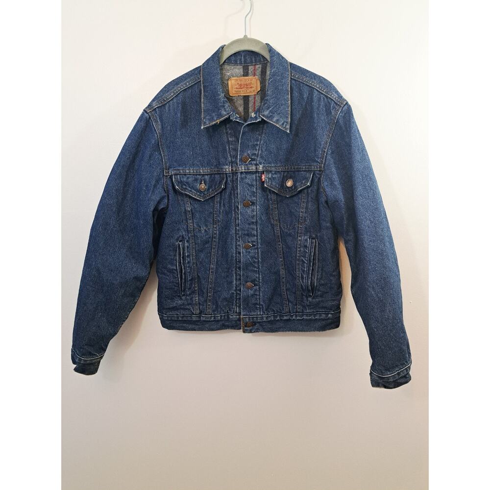 Levi's Men's Vintage Dark Wash Blanket Lined Denim Jacket 1987 Size 40 Work Wear